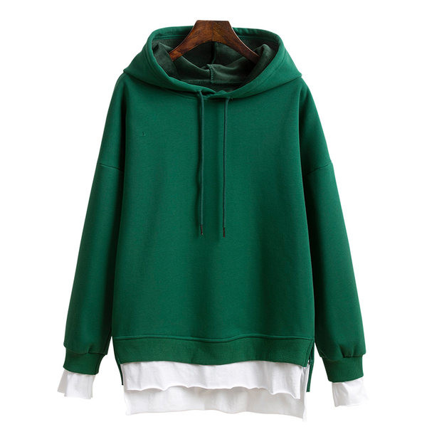 Дамски суичър с качулка и средна дължина 