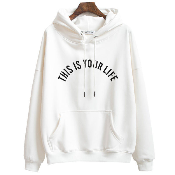 Спортен дамски суичър с надпис и джоб