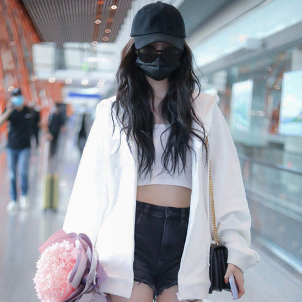 Uue mudeli kapuutsiga naiste dressipluus - valge ja must värv