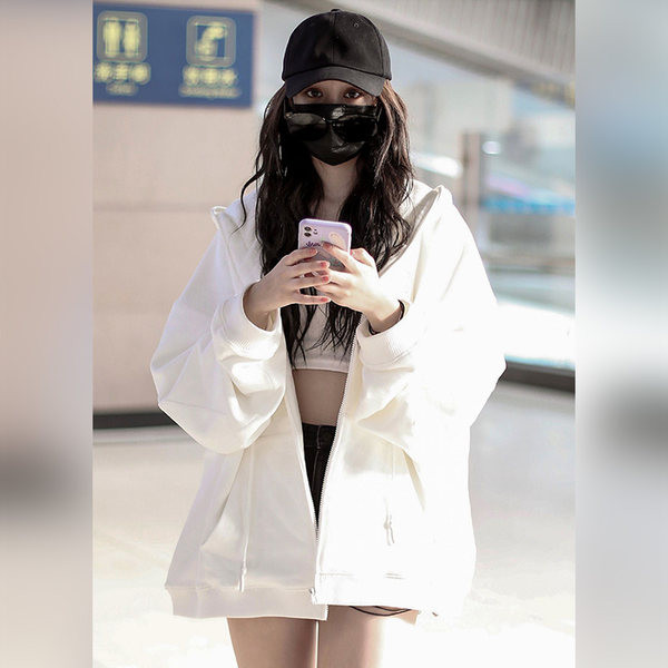 Uue mudeli kapuutsiga naiste dressipluus - valge ja must värv