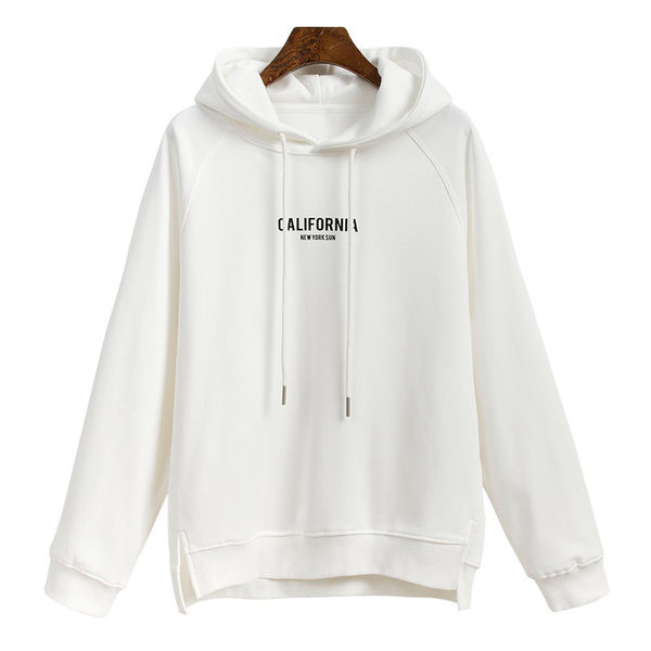 Casual γυναικείο φούτερ με κουκούλα σε λευκό χρώμα