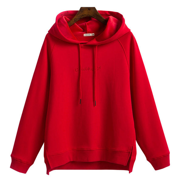 Női pulóverek kapucnival és felirattal - plusz bársony