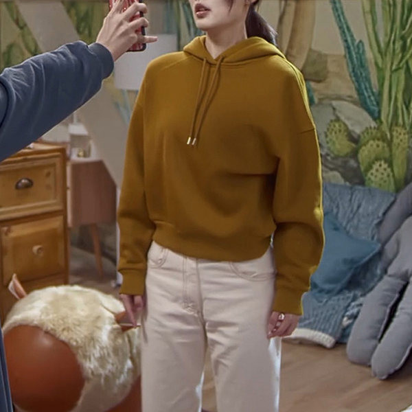 Γυναικείο φούτερ με επένδυση καθαρό μοντέλο με κουκούλα και κορδόνια