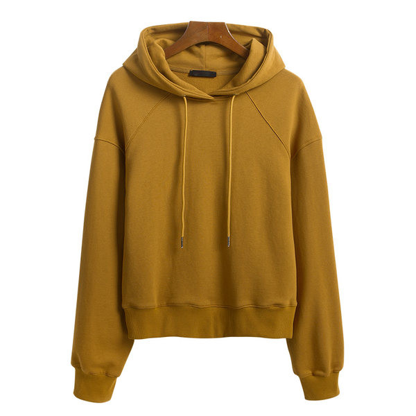 Γυναικείο φούτερ με επένδυση καθαρό μοντέλο με κουκούλα και κορδόνια