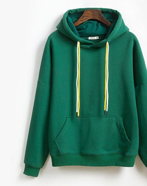 Μονόχρωμο γυναικείο φούτερ με κουκούλα και τσέπη, νέο μοντέλο