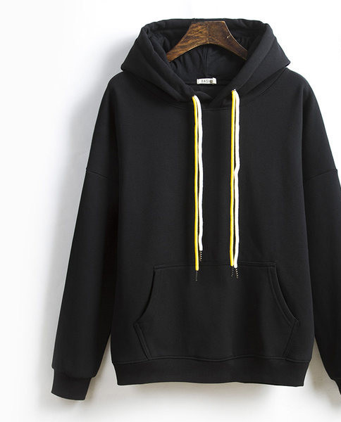 Μονόχρωμο γυναικείο φούτερ με κουκούλα και τσέπη, νέο μοντέλο