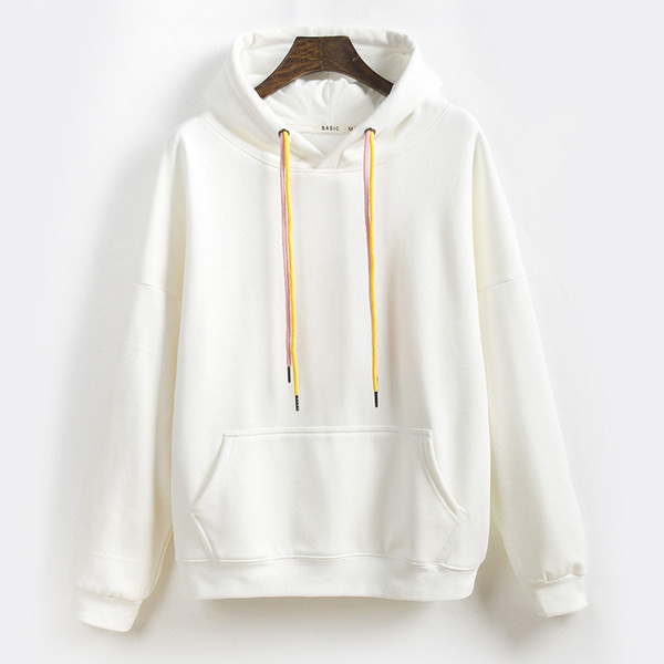 Μονόχρωμο γυναικείο φούτερ με κουκούλα και τσέπη, νέο μοντέλο