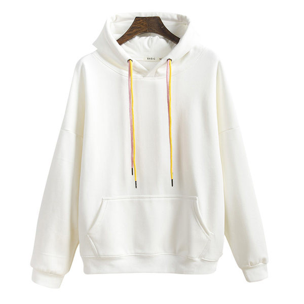 Μονόχρωμο γυναικείο φούτερ με κουκούλα και τσέπη, νέο μοντέλο