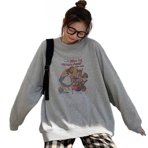 Värvilise trükise ja ovaalse kaelusega naiste dressipluus