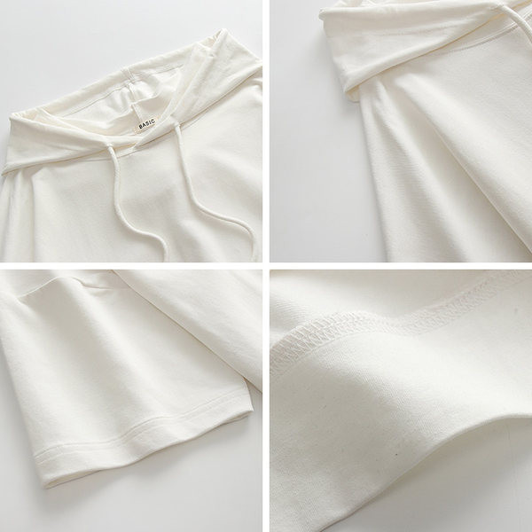 Дамски ежедневен суичър с 3/4 ръкав надпис и качулка 