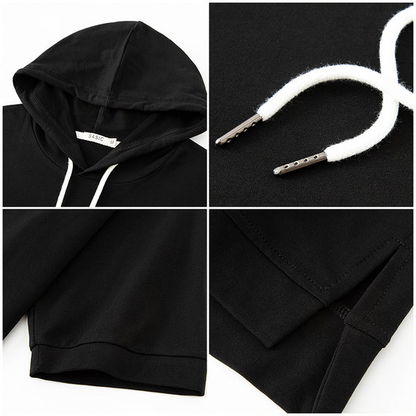 Дамски ежедневен суичър с 3/4 ръкав качулка и връзки