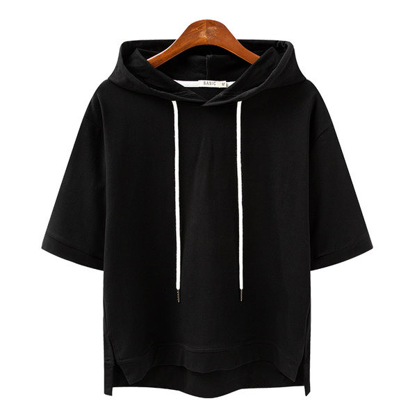 Дамски ежедневен суичър с 3/4 ръкав качулка и връзки