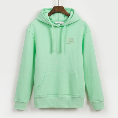 Дамски едноцветен суичър с овално деколте връзки и джоб