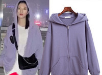 Изчистен модел дамски суичър с качулка и джоб