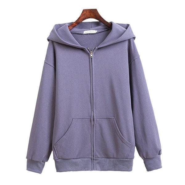 Изчистен модел дамски суичър с качулка и джоб