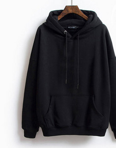 Γυναικείο μαύρο φούτερ με κορδόνια και τσέπες