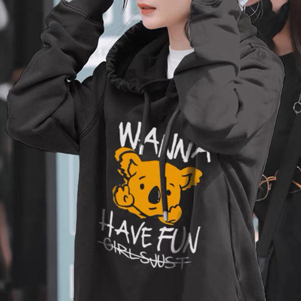 Γυναικείο καπιτονέ φούτερ με πολύχρωμα στάμπα κορδόνια και κουκούλα