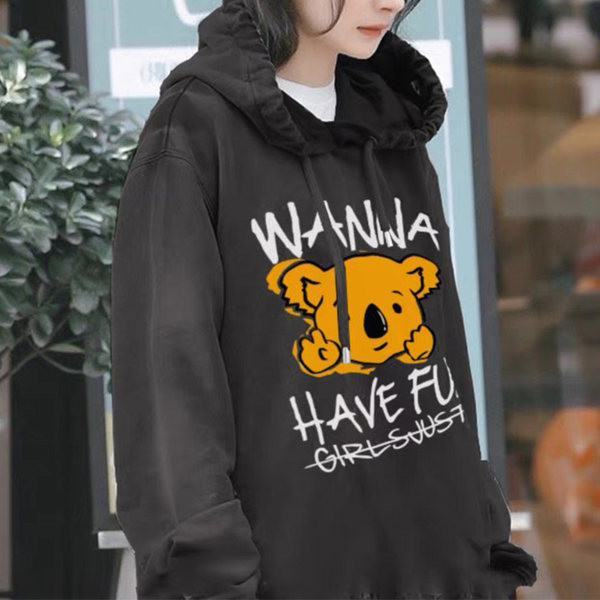 Γυναικείο καπιτονέ φούτερ με πολύχρωμα στάμπα κορδόνια και κουκούλα