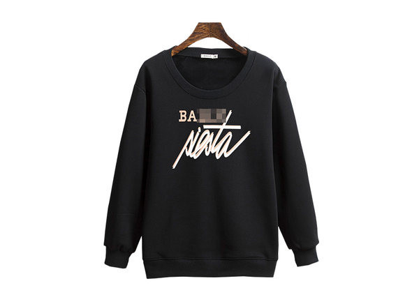 Női alkalmi pulóver kerek nyakkivágással - fekete színű