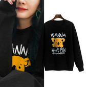 Casual γυναικείο φούτερ με στάμπα - μαύρο χρώμα