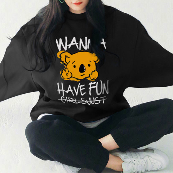 Casual γυναικείο φούτερ με στάμπα - μαύρο χρώμα