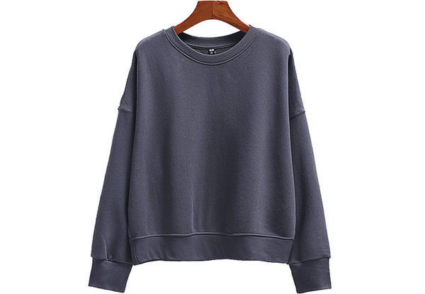 Naiste ühevärviline ovaalse kaelusega dressipluus