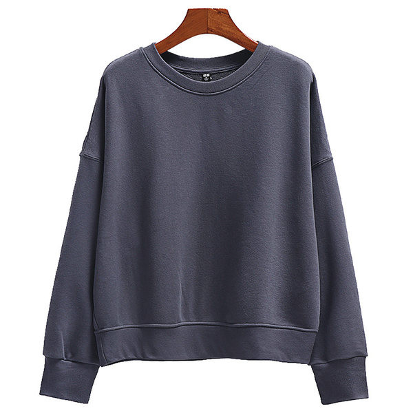 Naiste ühevärviline ovaalse kaelusega dressipluus