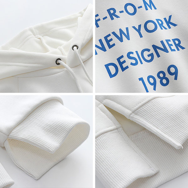 Дамски суичър с качулка и щампа -бял цвят