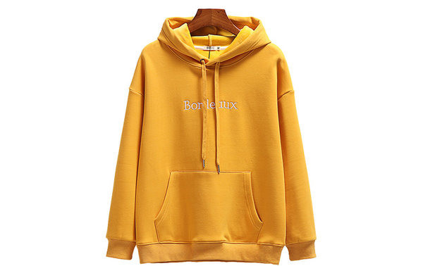 Naiste kapuutsiga dressipluusid kollast värvi - tikandiga