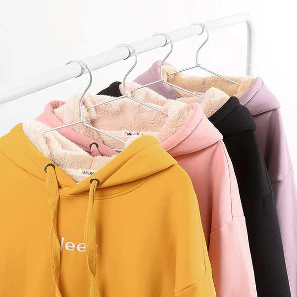 Дамски зимен суичър с кадифена подплата и качулка 