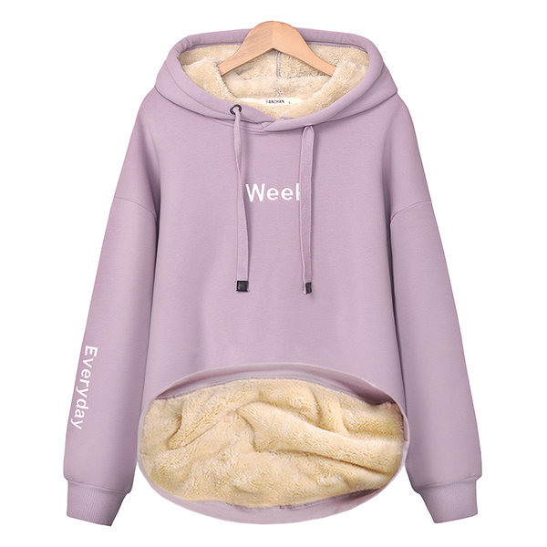 Дамски зимен суичър с кадифена подплата и качулка 