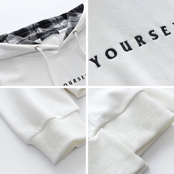 Casual γυναικείο φούτερ με κουκούλα και επιγραφή - λευκό χρώμα