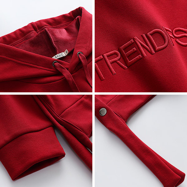 Hímzett feliratú női kapucnis pulóver - vastagon bélelt