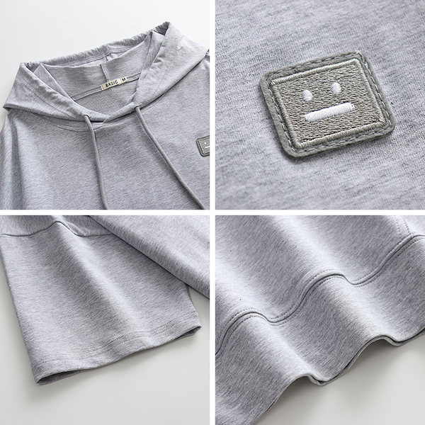 Jednobojna ženska majica s kapuljačom i džepom