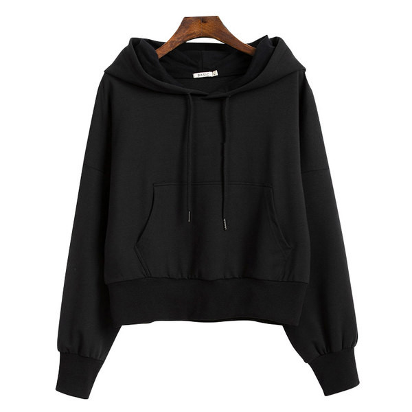 Изчистен модел дамски суичър с качулка и джоб подходящ за ежедневието