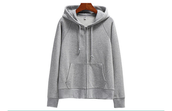 Naiste kapuutsiga dressipluusid halli värvi - lukuga kinni