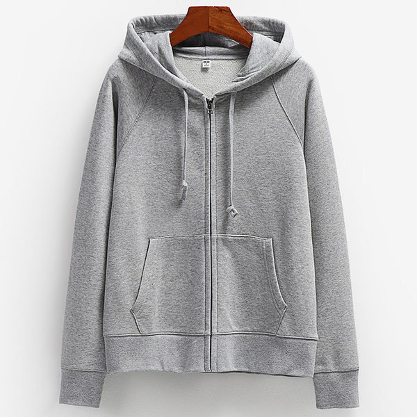 Naiste kapuutsiga dressipluusid halli värvi - lukuga kinni