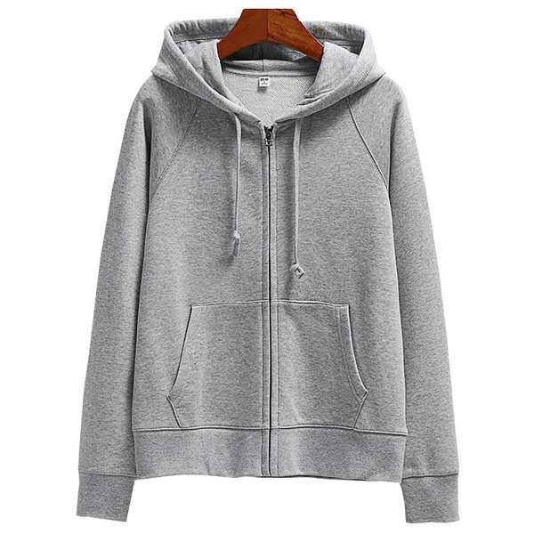 Naiste kapuutsiga dressipluusid halli värvi - lukuga kinni