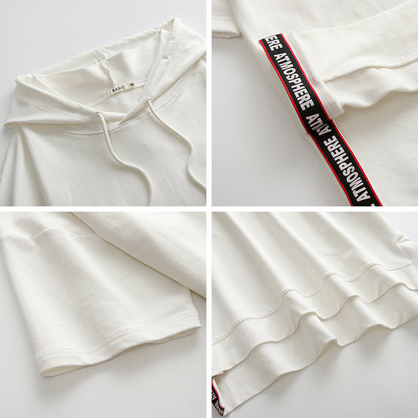 Alkalmi női 3/4 ujjú kapucnis pulóver megkötős