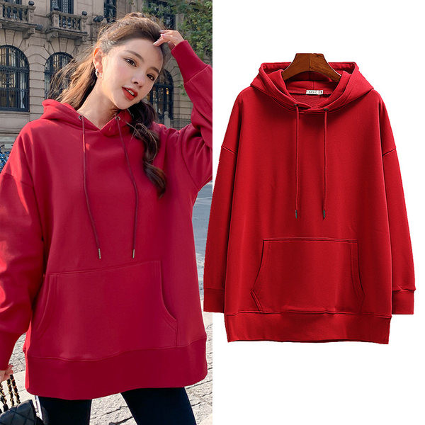 Дамски пролетен суичър с качулка и връзки нов модел