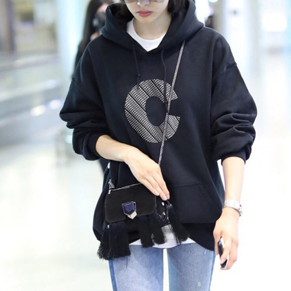 Naiste tepitud kapuutsiga lipsudega dressipluus