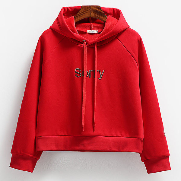 Naiste polsterdatud sügis-talvine kapuutsiga dressipluus tikitud kirjaga