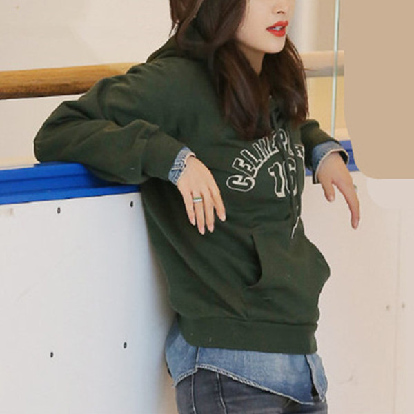 Új modell alkalmi női pulóver kapucnival és felirattal