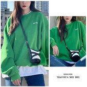 Zöld színű, hosszú ujjú női pulóver felirattal