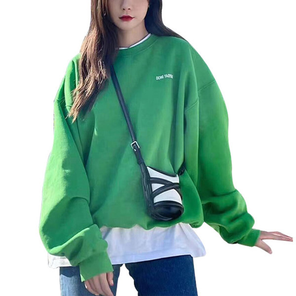 Zöld színű, hosszú ujjú női pulóver felirattal