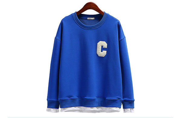 Sinist värvi ja ümara kaelusega naiste dressipluus