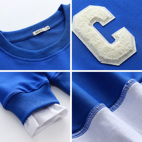 Sinist värvi ja ümara kaelusega naiste dressipluus