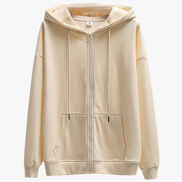 Γυναικείο φούτερ φαρδύ σχέδιο με κορδόνια και φερμουάρ