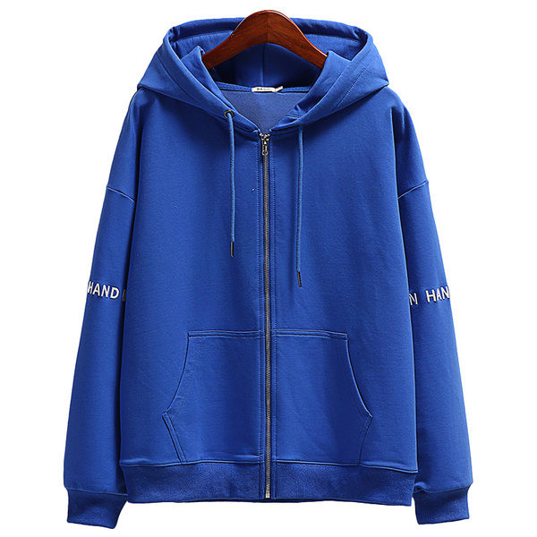 Női pulóver széles modell felirattal és zsebbel