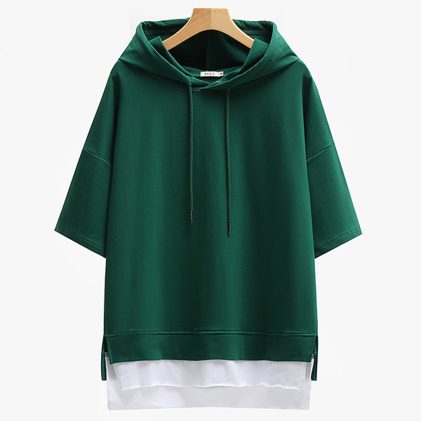 Γυναικεία Casual κοντομάνικη μπλούζα με κουκούλα